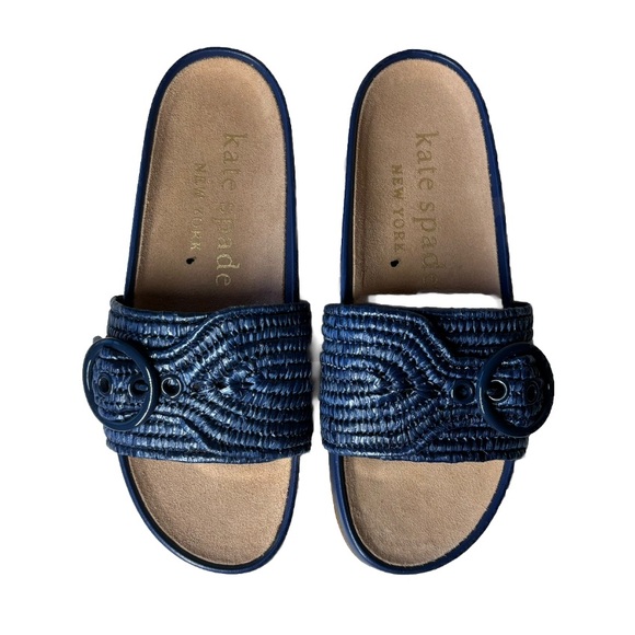kate spade Shoes - Kate Spade Slides Women's size 6.5 Maribelle Flat Sandals Navy Blue New